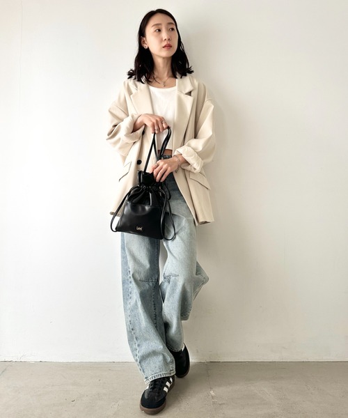 Lee(リー)の「Lee/リー 2WAY ミニショルダー/巾着バッグ/アウトポケット/メタルロゴ/フェイクレザー/(ショルダーバッグ・レディース・シルバー/ブラック/ピンクゴールド・FREE)」の9枚目の写真