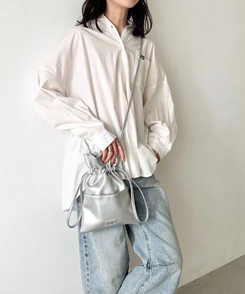 Lee(リー)の「Lee/リー 2WAY ミニショルダー/巾着バッグ/アウトポケット/メタルロゴ/フェイクレザー/(ショルダーバッグ・レディース・シルバー/ブラック/ピンクゴールド・FREE)」の18枚目の写真
