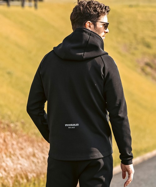 1PIU1UGUALE3  RELAX （ウノピゥウノウグァーレトレ リラックス）の「1PIU1UGUALE3 RELAX(ウノピゥウノウグァーレトレ リラックス)パイピング スムースジップパーカー (ストレッチ性/伸縮性)（パーカー・メンズ・ブラック/グレー・XL/L/M/S/XXL）」の4枚目の写真