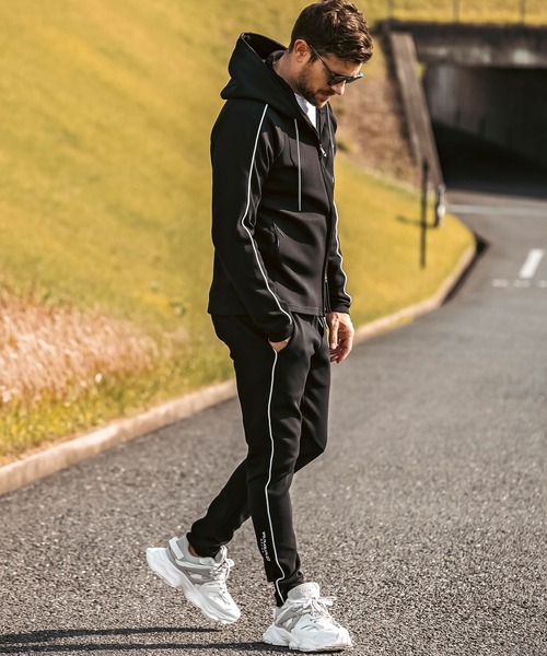 1PIU1UGUALE3  RELAX （ウノピゥウノウグァーレトレ リラックス）の「1PIU1UGUALE3 RELAX(ウノピゥウノウグァーレトレ リラックス)パイピング スムースジップパーカー (ストレッチ性/伸縮性)（パーカー・メンズ・ブラック/グレー・XL/L/M/S/XXL）」の10枚目の写真