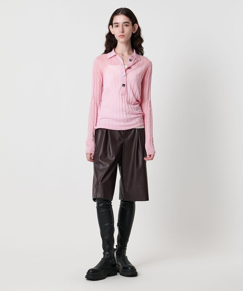 AEWEN MATOPH（イウエン マトフ）の「＜AEWEN MATOPH＞シアーリブポロニット（ニット/セーター・レディース・ライトピンク/ブラック/ダークブラウン・FREE）」の5枚目の写真