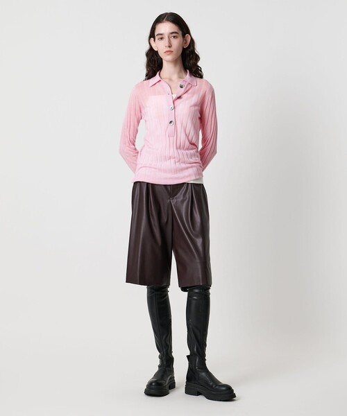 AEWEN MATOPH（イウエン マトフ）の「＜AEWEN MATOPH＞シアーリブポロニット（ニット/セーター・レディース・ライトピンク/ブラック/ダークブラウン・FREE）」の6枚目の写真