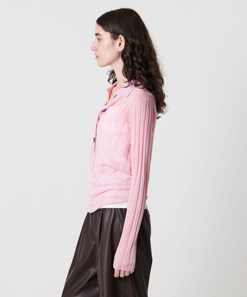 AEWEN MATOPH（イウエン マトフ）の「＜AEWEN MATOPH＞シアーリブポロニット（ニット/セーター・レディース・ライトピンク/ブラック/ダークブラウン・FREE）」の14枚目の写真