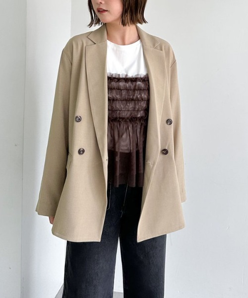 archives（アルシーヴ）の「【ＳＥＴＵＰ対応】ダブルテーラードジャケット（テーラードジャケット・レディース・グレー/ブラウン/ベージュ・MEDIUM）」の3枚目の写真