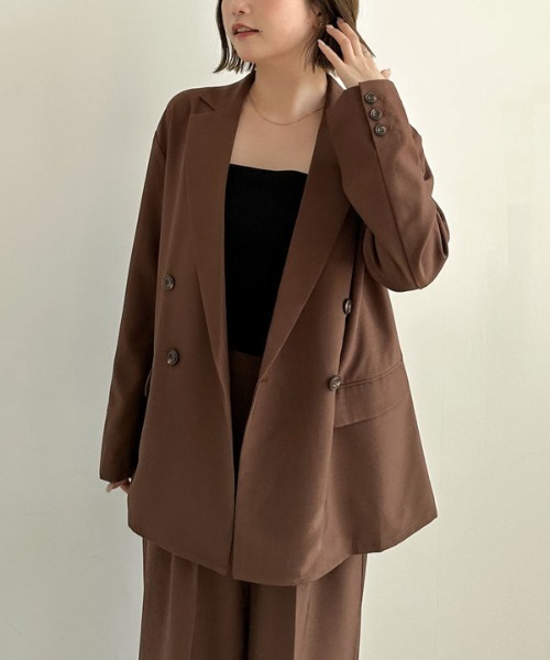 archives（アルシーヴ）の「【ＳＥＴＵＰ対応】ダブルテーラードジャケット（テーラードジャケット・レディース・グレー/ブラウン/ベージュ・MEDIUM）」の2枚目の写真