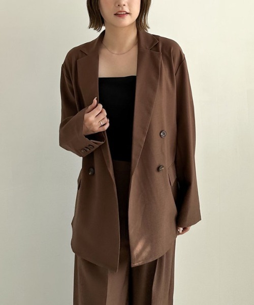 archives（アルシーヴ）の「【ＳＥＴＵＰ対応】ダブルテーラードジャケット（テーラードジャケット・レディース・グレー/ブラウン/ベージュ・MEDIUM）」の4枚目の写真