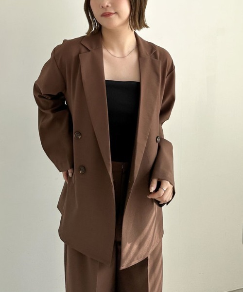 archives（アルシーヴ）の「【ＳＥＴＵＰ対応】ダブルテーラードジャケット（テーラードジャケット・レディース・グレー/ブラウン/ベージュ・MEDIUM）」の6枚目の写真