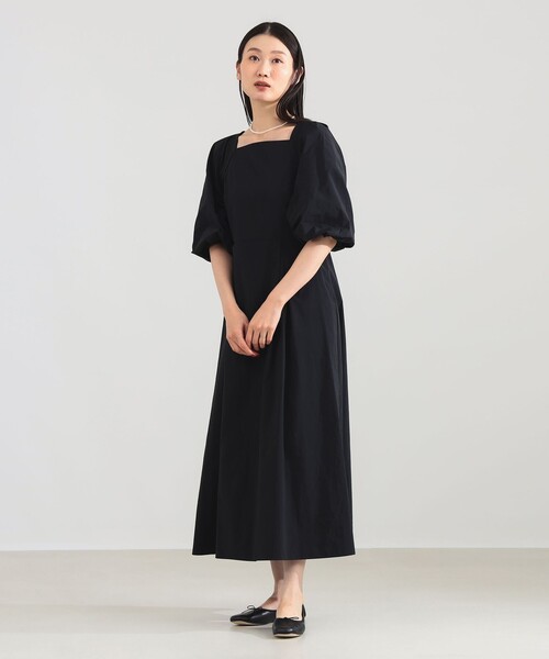 Demi-Luxe BEAMS（デミルクス ビームス）の「【1/9再値下げ】スクエアネック タフタ ワンピース［手洗い可］（ワンピース・レディース・ブルー系その他2/ブラック・38/36）」の3枚目の写真