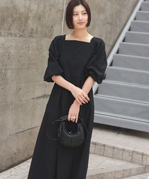 Demi-Luxe BEAMS | 【1/9再値下げ】スクエアネック タフタ ワンピース［手洗い可］(ワンピース)