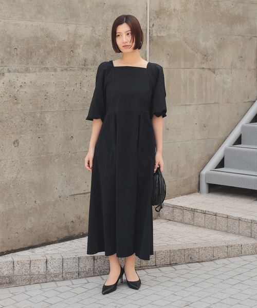 Demi-Luxe BEAMS（デミルクス ビームス）の「【1/9再値下げ】スクエアネック タフタ ワンピース［手洗い可］（ワンピース・レディース・ブルー系その他2/ブラック・38/36）」の20枚目の写真