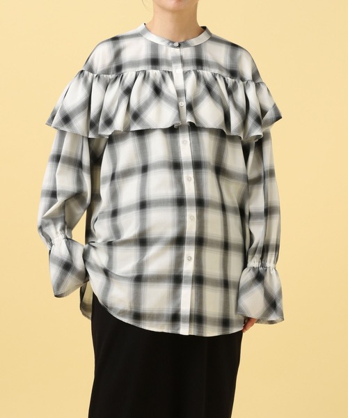 LEPSIM（レプシィム）の「【産前・産後対応】マタニティ／無地柄フリルブラウス　587109（マタニティウェア/グッズ・レディース・ブラウン/アイボリー/ブラック・ONE SIZE）」の5枚目の写真