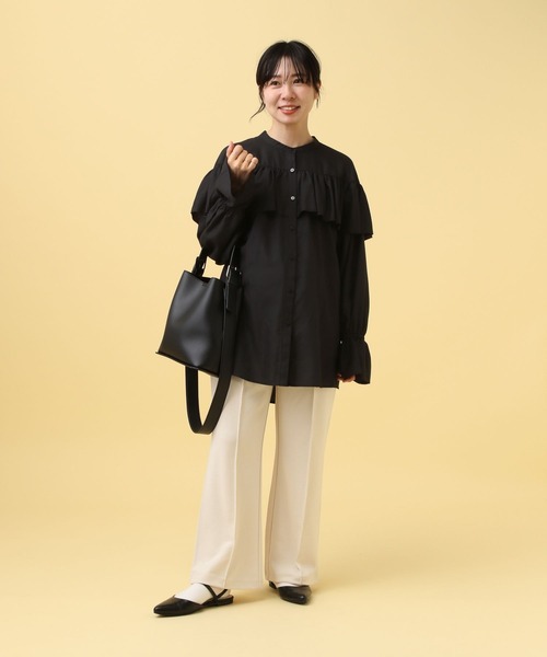 LEPSIM（レプシィム）の「【産前・産後対応】マタニティ／無地柄フリルブラウス　587109（マタニティウェア/グッズ・レディース・ブラウン/アイボリー/ブラック・ONE SIZE）」の16枚目の写真