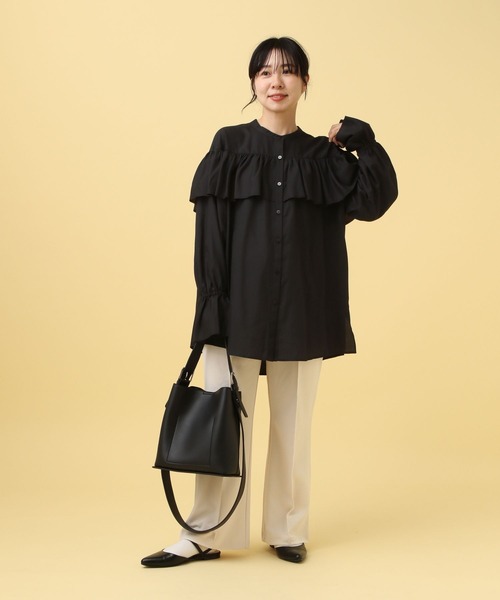 LEPSIM（レプシィム）の「【産前・産後対応】マタニティ／無地柄フリルブラウス　587109（マタニティウェア/グッズ・レディース・ブラウン/アイボリー/ブラック・ONE SIZE）」の19枚目の写真