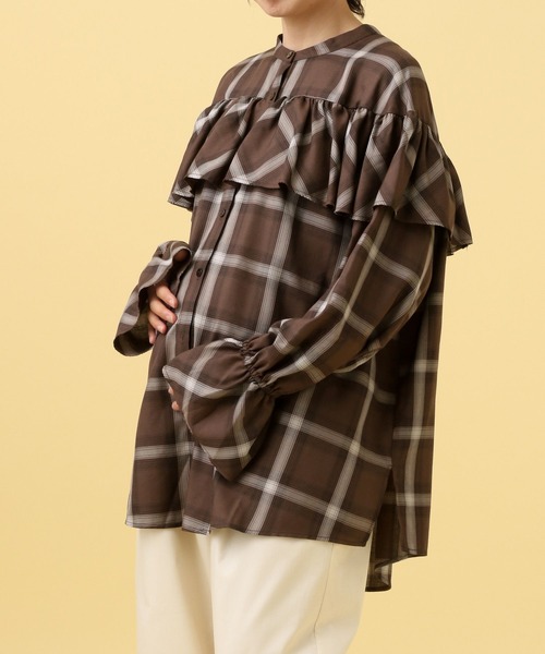 LEPSIM（レプシィム）の「【産前・産後対応】マタニティ／無地柄フリルブラウス　587109（マタニティウェア/グッズ・レディース・ブラウン/アイボリー/ブラック・ONE SIZE）」の21枚目の写真