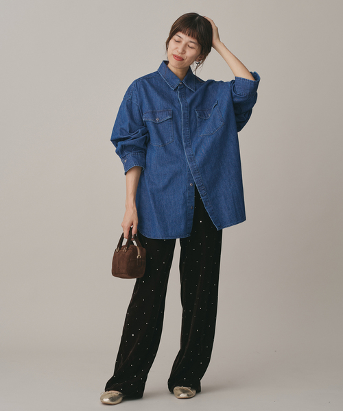 IENA（イエナ）の「ファインデニムドルマンワーカーズシャツ（シャツ/ブラウス・レディース・ブルー・FREE）」の8枚目の写真