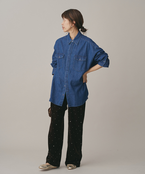 IENA（イエナ）の「ファインデニムドルマンワーカーズシャツ（シャツ/ブラウス・レディース・ブルー・FREE）」の9枚目の写真
