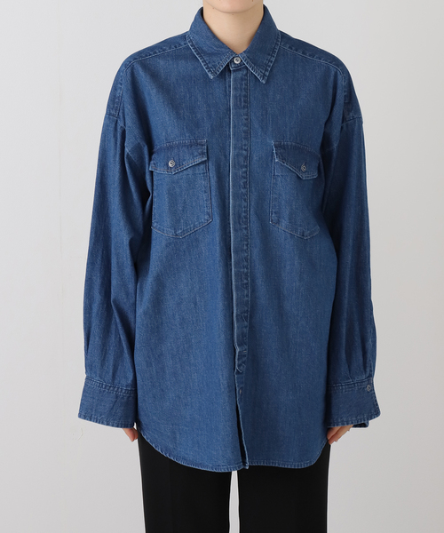 IENA（イエナ）の「ファインデニムドルマンワーカーズシャツ（シャツ/ブラウス・レディース・ブルー・FREE）」の11枚目の写真