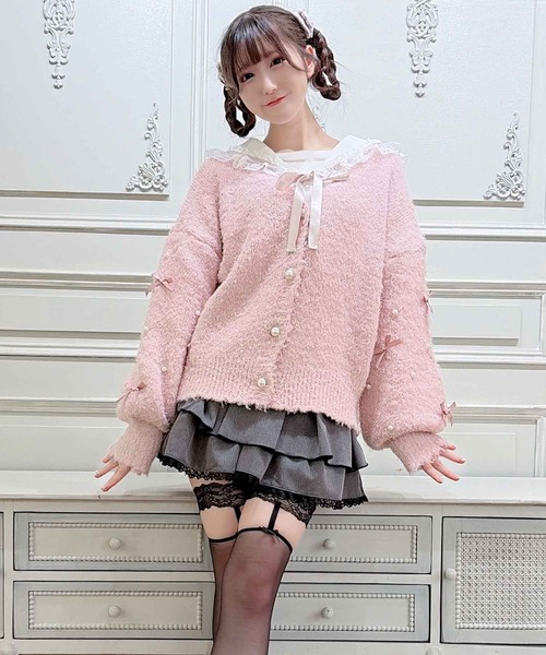 MA*RS(アメーバーマーズ)の「ちびリボンニットカーディガン(ニット/セーター・レディース・ホワイト×ピンク/ブラック/ホワイト/ピンク・FREE)」の17枚目の写真