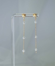 saran jewelry/3つのガラスビーズ チェーン ピアス/アレルギー対応