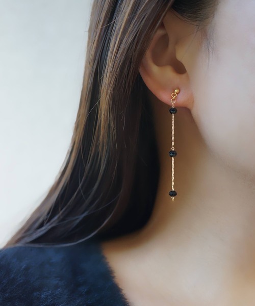 CERCA（チェルカ）の「saran jewelry/3つのガラスビーズ チェーン ピアス/アレルギー対応（ピアス（両耳用）・レディース・クリア/ホワイト×ブルー/ブラック/ピンク系その他・FREE）」の20枚目の写真
