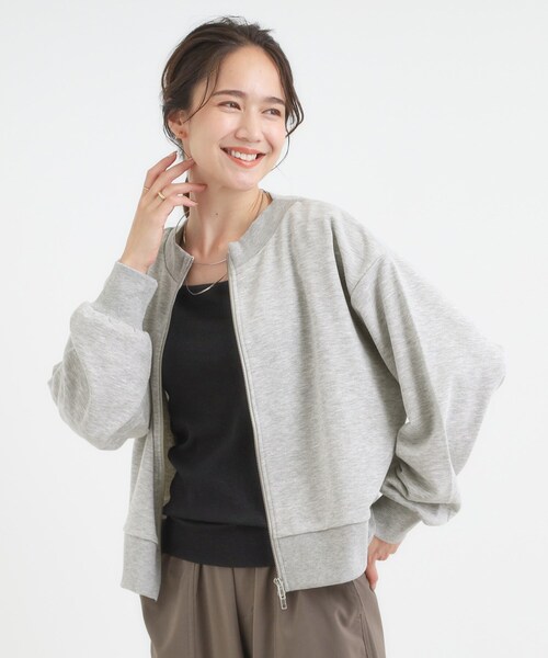 Cutie Blonde（キューティーブロンド）の「【前後2WAY】ボートネックダブルジップカーディガン（カーディガン/ボレロ・レディース・ライトグレー/オフホワイト/チャコールグレー・00）」の11枚目の写真