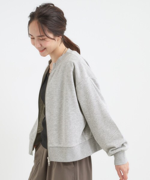 Cutie Blonde（キューティーブロンド）の「【前後2WAY】ボートネックダブルジップカーディガン（カーディガン/ボレロ・レディース・ライトグレー/オフホワイト/チャコールグレー・00）」の12枚目の写真
