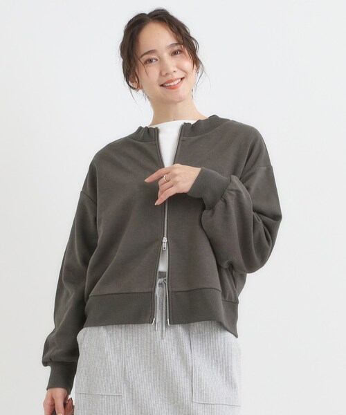 Cutie Blonde（キューティーブロンド）の「【前後2WAY】ボートネックダブルジップカーディガン（カーディガン/ボレロ・レディース・ライトグレー/オフホワイト/チャコールグレー・00）」の18枚目の写真