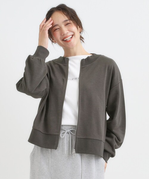 Cutie Blonde（キューティーブロンド）の「【前後2WAY】ボートネックダブルジップカーディガン（カーディガン/ボレロ・レディース・ライトグレー/オフホワイト/チャコールグレー・00）」の20枚目の写真