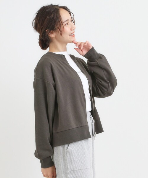 Cutie Blonde（キューティーブロンド）の「【前後2WAY】ボートネックダブルジップカーディガン（カーディガン/ボレロ・レディース・ライトグレー/オフホワイト/チャコールグレー・00）」の21枚目の写真