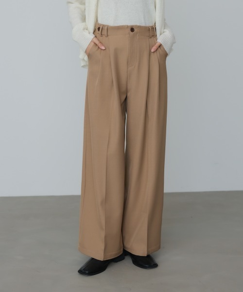 Bab（バブ）の「【S・Mサイズ展開】ツータックパンツ（スラックス・レディース・ベージュ/ブラウン/ブラック・S/M）」の3枚目の写真