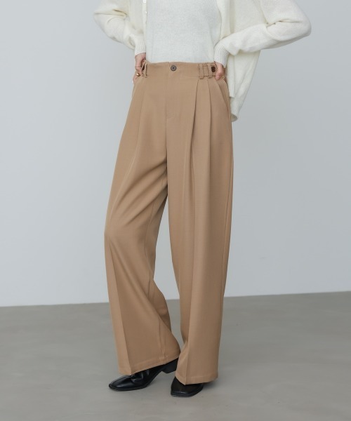 Bab（バブ）の「【S・Mサイズ展開】ツータックパンツ（スラックス・レディース・ベージュ/ブラウン/ブラック・S/M）」の5枚目の写真