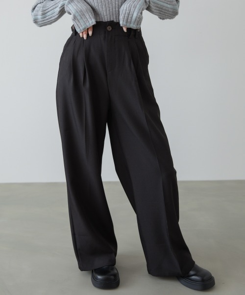 Bab（バブ）の「【S・Mサイズ展開】ツータックパンツ（スラックス・レディース・ベージュ/ブラウン/ブラック・S/M）」の4枚目の写真