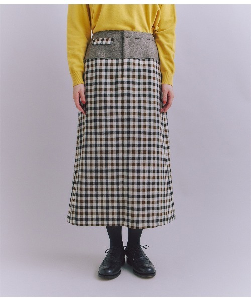 SIPULI（シプリ）の「【ウォッシャブル】Woolish Block Check 切替スカート（スカート・レディース・ブラック/アイボリー・2）」の22枚目の写真