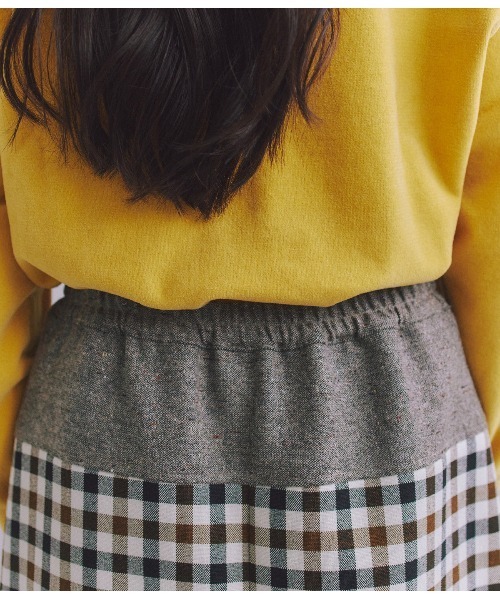 SIPULI（シプリ）の「【ウォッシャブル】Woolish Block Check 切替スカート（スカート・レディース・ブラック/アイボリー・2）」の4枚目の写真