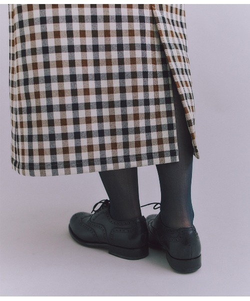 SIPULI（シプリ）の「【ウォッシャブル】Woolish Block Check 切替スカート（スカート・レディース・ブラック/アイボリー・2）」の5枚目の写真