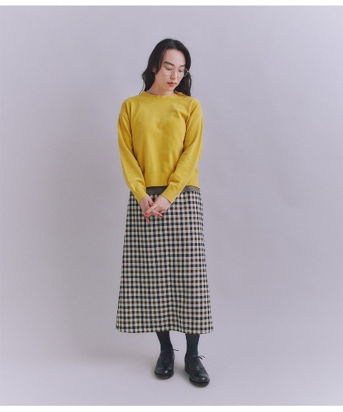 SIPULI（シプリ）の「【ウォッシャブル】Woolish Block Check 切替スカート（スカート・レディース・ブラック/アイボリー・2）」の11枚目の写真