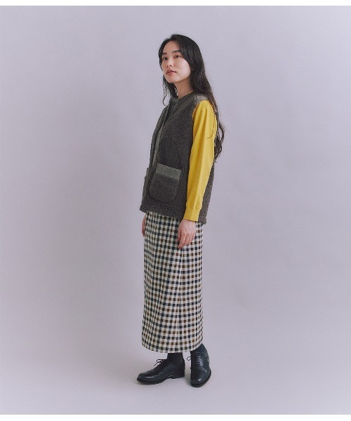 SIPULI（シプリ）の「【ウォッシャブル】Woolish Block Check 切替スカート（スカート・レディース・ブラック/アイボリー・2）」の12枚目の写真