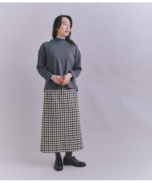 SIPULI（シプリ）の「【ウォッシャブル】Woolish Block Check 切替スカート（スカート・レディース・ブラック/アイボリー・2）」の14枚目の写真