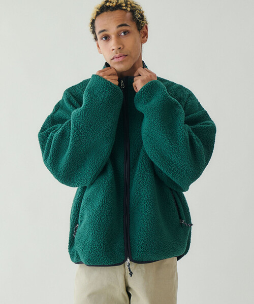 GYMPHLEX（ジムフレックス）の「Gymphlex | フリース スタンドカラージャケット MEN（その他アウター・メンズ・ブラック/グリーン・M/L）」の3枚目の写真