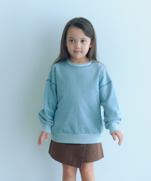 green label relaxing（グリーンレーベルリラクシング）の「裏毛 配色ステッチ プルオーバー / キッズ  100cm-160cm（Tシャツ/カットソー・キッズ・ナチュラル/ライトピンク/ライトブルー/ダークグレー・140cm/130cm/160cm/100cm/110cm/120cm/150cm）」の3枚目の写真