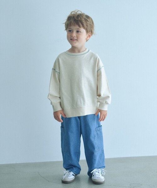 green label relaxing（グリーンレーベルリラクシング）の「裏毛 配色ステッチ プルオーバー / キッズ  100cm-160cm（Tシャツ/カットソー・キッズ・ナチュラル/ライトピンク/ライトブルー/ダークグレー・140cm/130cm/160cm/100cm/110cm/120cm/150cm）」の5枚目の写真