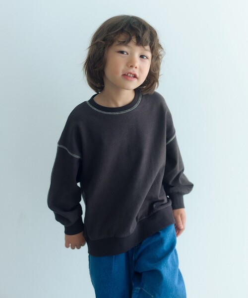 green label relaxing（グリーンレーベルリラクシング）の「裏毛 配色ステッチ プルオーバー / キッズ  100cm-160cm（Tシャツ/カットソー・キッズ・ナチュラル/ライトピンク/ライトブルー/ダークグレー・140cm/130cm/160cm/100cm/110cm/120cm/150cm）」の9枚目の写真