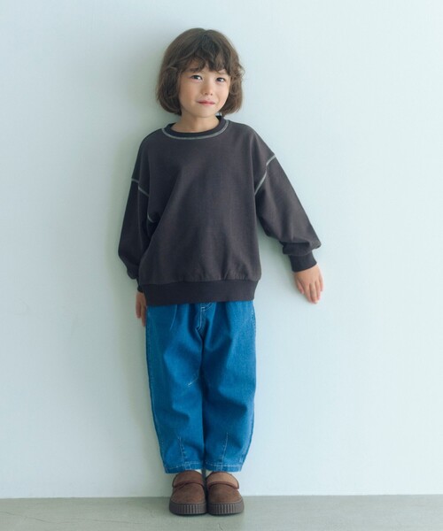 green label relaxing（グリーンレーベルリラクシング）の「裏毛 配色ステッチ プルオーバー / キッズ  100cm-160cm（Tシャツ/カットソー・キッズ・ナチュラル/ライトピンク/ライトブルー/ダークグレー・140cm/130cm/160cm/100cm/110cm/120cm/150cm）」の10枚目の写真