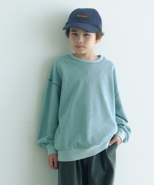 green label relaxing（グリーンレーベルリラクシング）の「裏毛 配色ステッチ プルオーバー / キッズ  100cm-160cm（Tシャツ/カットソー・キッズ・ナチュラル/ライトピンク/ライトブルー/ダークグレー・140cm/130cm/160cm/100cm/110cm/120cm/150cm）」の12枚目の写真