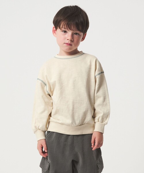 green label relaxing（グリーンレーベルリラクシング）の「裏毛 配色ステッチ プルオーバー / キッズ  100cm-160cm（Tシャツ/カットソー・キッズ・ナチュラル/ライトピンク/ライトブルー/ダークグレー・140cm/130cm/160cm/100cm/110cm/120cm/150cm）」の13枚目の写真