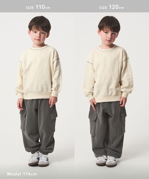 green label relaxing（グリーンレーベルリラクシング）の「裏毛 配色ステッチ プルオーバー / キッズ  100cm-160cm（Tシャツ/カットソー・キッズ・ナチュラル/ライトピンク/ライトブルー/ダークグレー・140cm/130cm/160cm/100cm/110cm/120cm/150cm）」の15枚目の写真