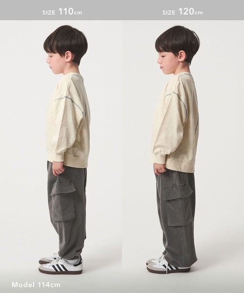 green label relaxing（グリーンレーベルリラクシング）の「裏毛 配色ステッチ プルオーバー / キッズ  100cm-160cm（Tシャツ/カットソー・キッズ・ナチュラル/ライトピンク/ライトブルー/ダークグレー・140cm/130cm/160cm/100cm/110cm/120cm/150cm）」の16枚目の写真