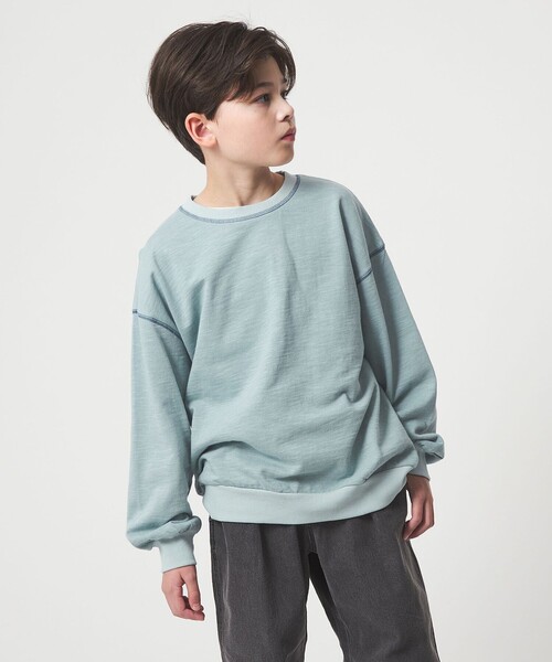 green label relaxing（グリーンレーベルリラクシング）の「裏毛 配色ステッチ プルオーバー / キッズ  100cm-160cm（Tシャツ/カットソー・キッズ・ナチュラル/ライトピンク/ライトブルー/ダークグレー・140cm/130cm/160cm/100cm/110cm/120cm/150cm）」の18枚目の写真