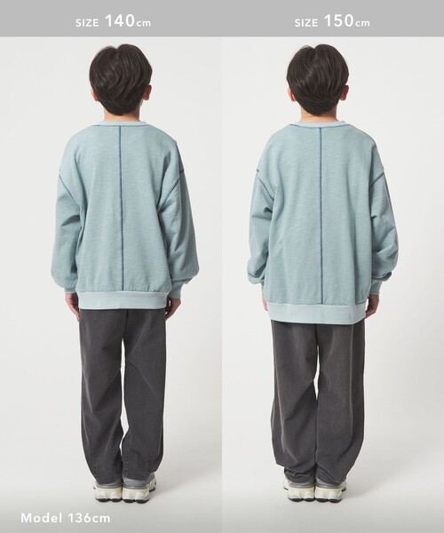 green label relaxing（グリーンレーベルリラクシング）の「裏毛 配色ステッチ プルオーバー / キッズ  100cm-160cm（Tシャツ/カットソー・キッズ・ナチュラル/ライトピンク/ライトブルー/ダークグレー・140cm/130cm/160cm/100cm/110cm/120cm/150cm）」の22枚目の写真