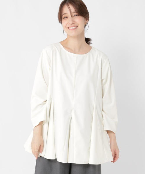 studio CLIP（スタディオクリップ）の「フレアヘムチュニックブラウス《オケージョン2025AW》（シャツ/ブラウス・レディース・ベージュ系その他/オフホワイト/ブラック・FREE）」の8枚目の写真